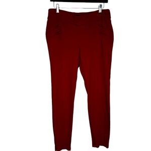Soho Pants Leggings Womens Large Pull On Faux Zip Pockets Red Christmas Holiday